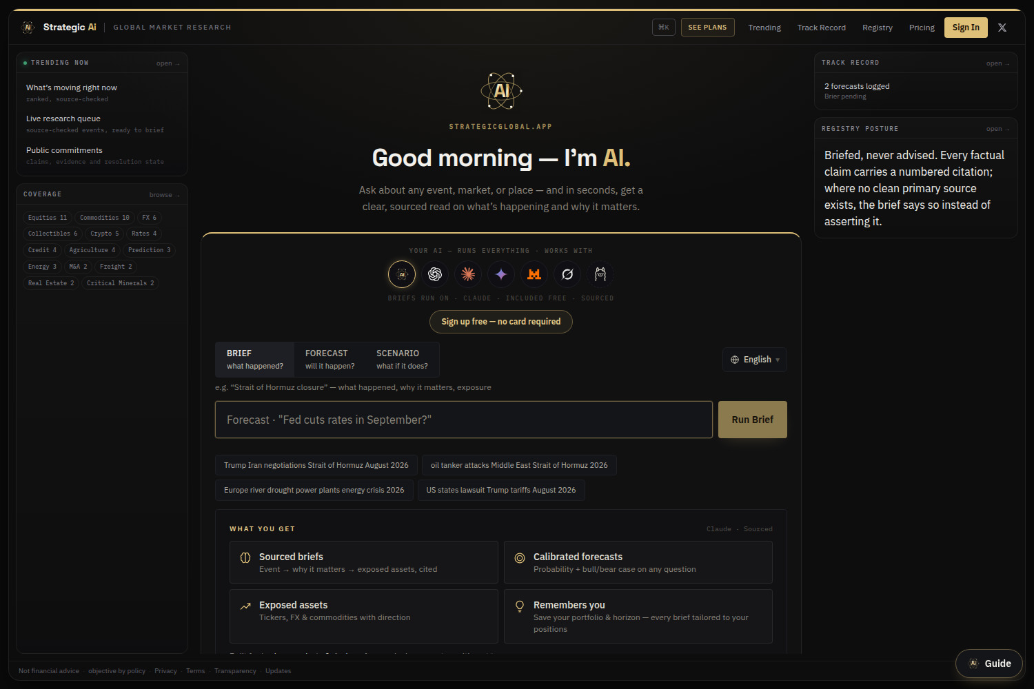 Strategic Ai — homepage brief console