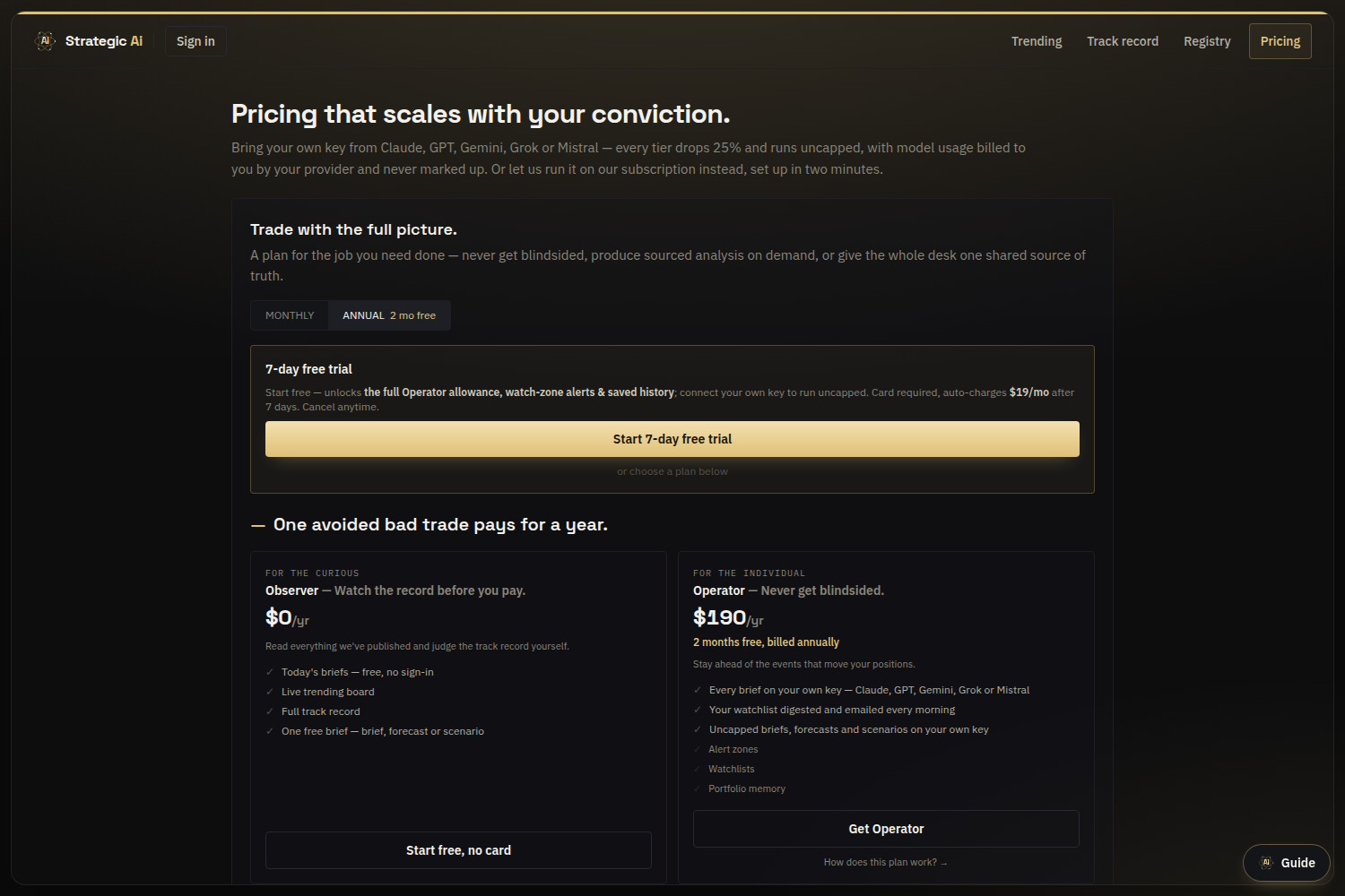 Strategic Ai — pricing and free trial