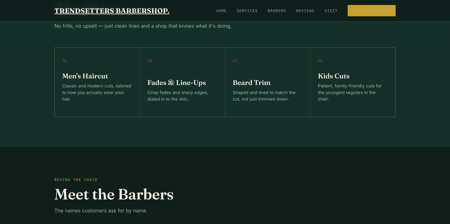 Trendsetters Barber Shop — services