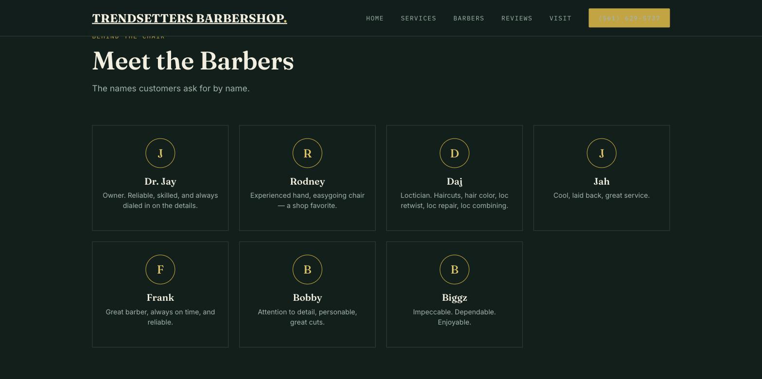 Trendsetters Barber Shop — meet the barbers