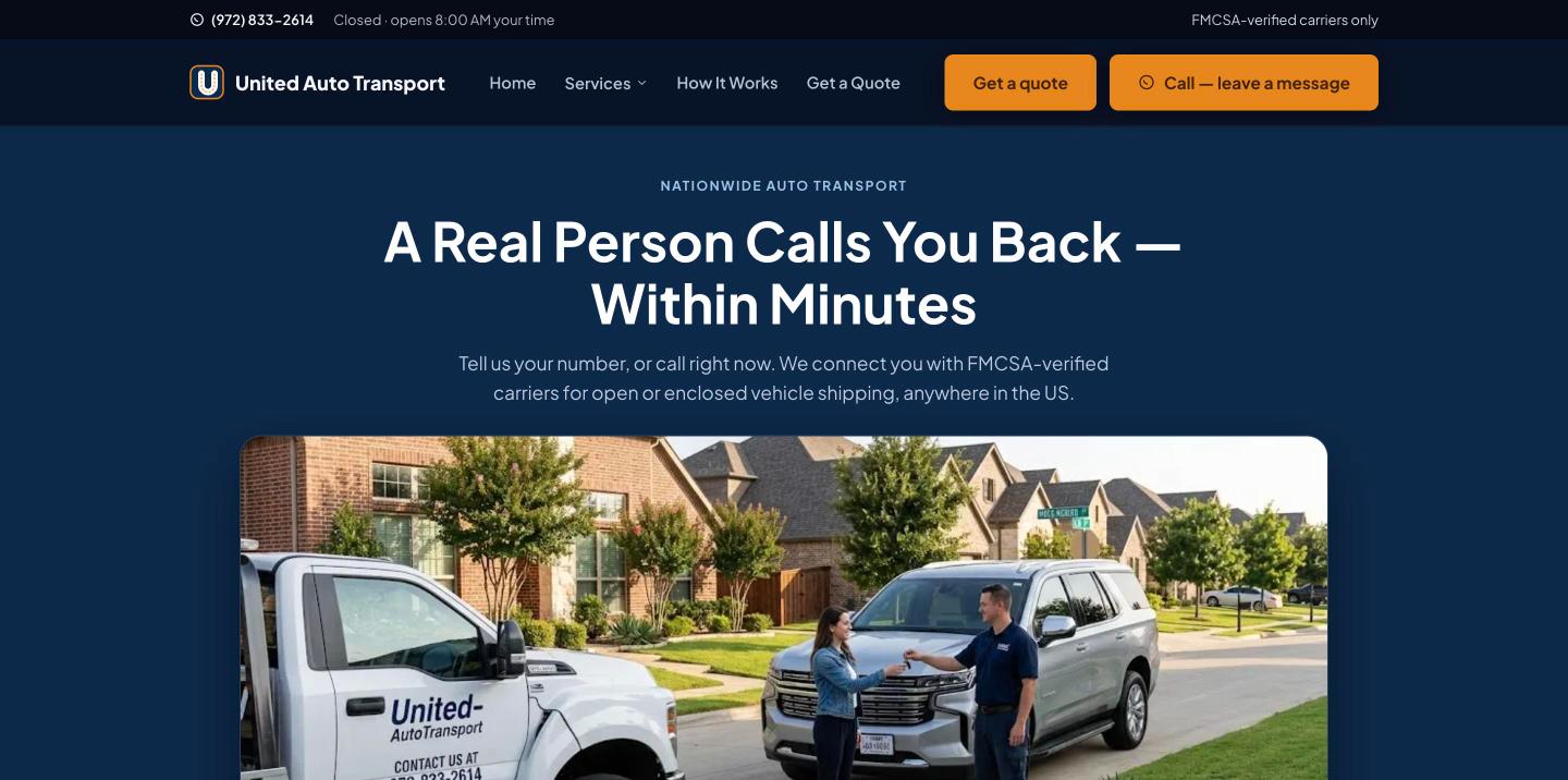 United Auto Transport — hero